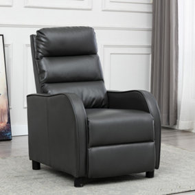 SELBY BONDED LEATHER PUSHBACK ARMCHAIR GAMING RECLINER CHAIR  (Grey)