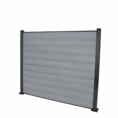 Select Composite 1.5m / 5ft Fence Panel & Post - 10 Light Grey Flat ...