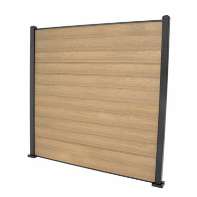 Select Composite 1.8m / 6ft Fence Panel & Corner Post - 12 Teak Flat ...