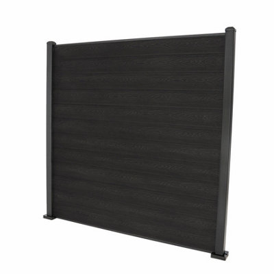 SELECT COMPOSITE 1.8M / 6FT FENCE PANEL & POST - 12 DARK GREY FLAT ...