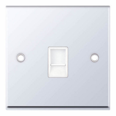 Selectric 1 Gang Rj45 Data Socket in Polished Chrome with White Insert ...