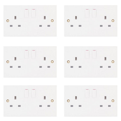 Selectric 2 Gang 13A White Switched Socket For Standard UK 3 pin plug x 6 Price Comparisons | Compare The Build