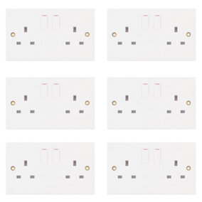 Selectric 2 Gang 13A White Switched Socket For Standard UK 3 pin plug x 6