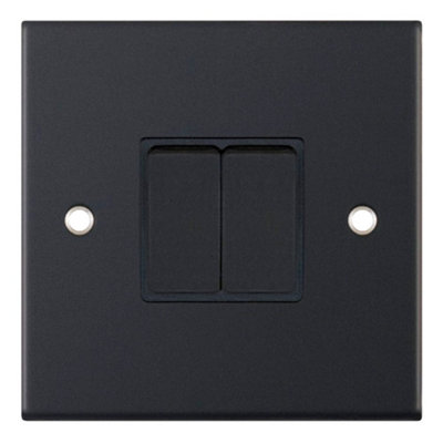 Selectric DSL11-02 Light Switch 2 Gang 2 Way SP 10A (Matt Black)