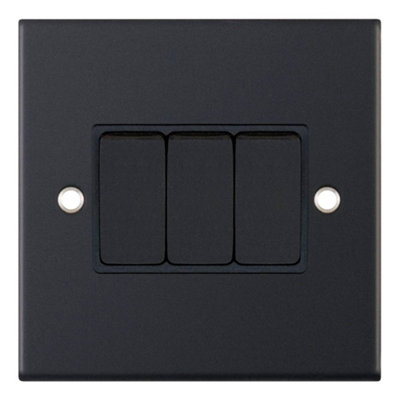 Selectric DSL11-03 5M Light Switch 3 Gang 2 Way SP 10A (Matt Black)