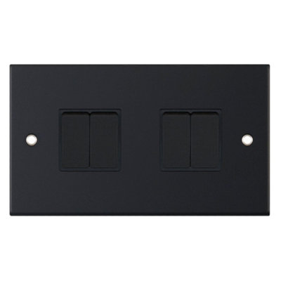 Selectric DSL11-04 5M Light Switch 4 Gang 2 Way SP 10A (Matt Black)