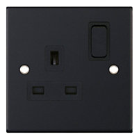 Selectric DSL11-21 M5 Switch Socket Outlet 13A 1 Gang (Matt Black)