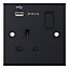 Selectric DSL11-60 5M Switch Socket with 1 x USB Port 13A 1 Gang (Matt Black)