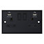 Selectric DSL11-61 Switch Socket with 2 x USB Ports 13A 2 Gang (Matt Black)