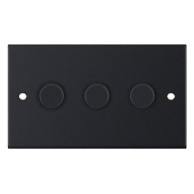 Selectric DSL11-66 5M LED Dimmer Switch 3 Gang 2 Way 5-100W (Matt Black)