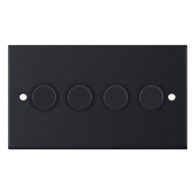 Selectric DSL11-67 5M LED Dimmer Switch 4 Gang 2 Way 5-100W (Matt Black)