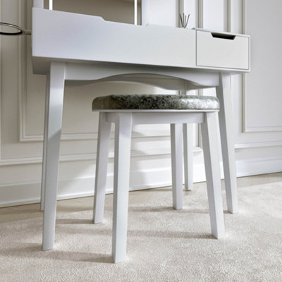 Selena Dressing Table Flip Top LED Light Mirror Side Drawer Stool Set ...