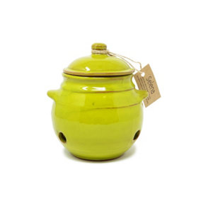 Selena Glazed Hand Dipped Kitchen Dining Garlic Jar with Lid Lime Green (H) 15cm