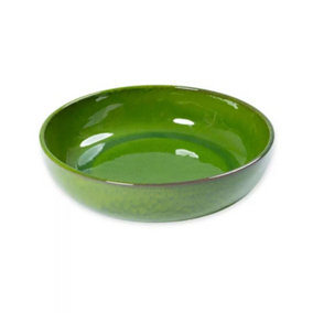 Selena Glazed Hand Dipped Kitchen Dining Large Bowl Dark Green (Diam) 30cm