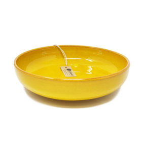 Selena Glazed Hand Dipped Kitchen Dining Large Bowl Yellow (Diam) 27cm