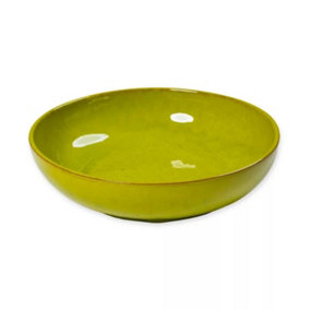 Selena Glazed Hand Dipped Kitchen Dining Medium Bowl Lime Green (Diam) 22cm