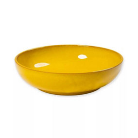 Selena Glazed Hand Dipped Kitchen Dining Medium Bowl Yellow (Diam) 22cm