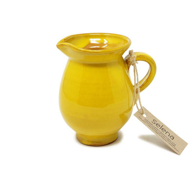 Selena Glazed Hand Dipped Kitchen Dining Mini Pourer Jug Yellow H) 12cm