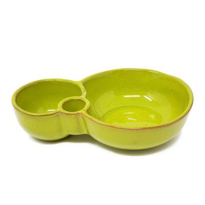 Selena Glazed Hand Dipped Kitchen Dining Olive Dish Lime Green (L) 18cm