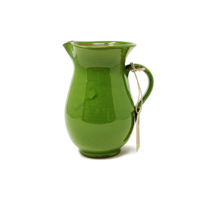 Selena Glazed Hand Dipped Kitchen Dining Pourer Jug Dark Green 1L (H) 19cm