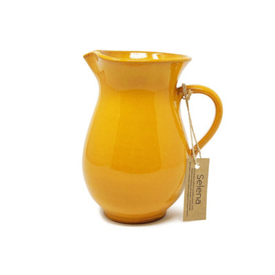 Selena Glazed Hand Dipped Kitchen Dining Pourer Jug Orange 1L (H) 19cm