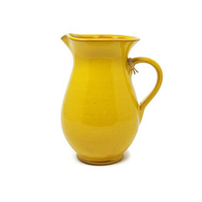 Selena Glazed Hand Dipped Kitchen Dining Pourer Jug Yellow 1L (H) 19cm