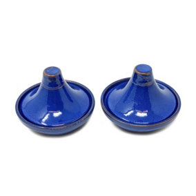 Selena Glazed Hand Dipped Kitchen Dining Set of 2 Mini Tagine Dip Dishes Blue (D) 10cm