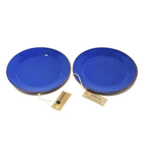 Selena Glazed Hand Dipped Kitchen Dining Set of 2 Side Plates Blue 20cm