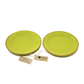 Selena Glazed Hand Dipped Kitchen Dining Set of 2 Side Plates Lime Green 20cm