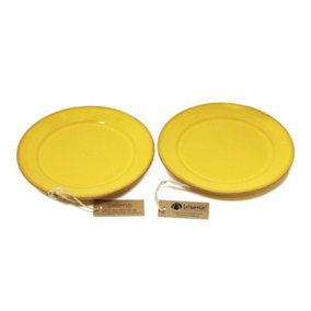 Selena Glazed Hand Dipped Kitchen Dining Set of 2 Side Plates Yellow 20cm