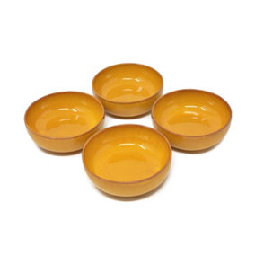 Selena Glazed Hand Dipped Kitchen Dining Set of 4 Small Bowls Orange (Diam) 10cm
