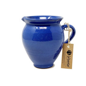 Selena Glazed Hand Dipped Kitchen Dining Small Belly Pourer Jug Blue 0.5L