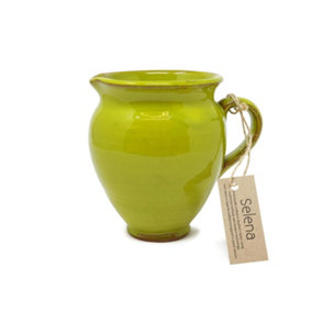 Selena Glazed Hand Dipped Kitchen Dining Small Belly Pourer Jug Lime Green 0.5L