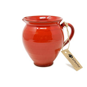 Selena Glazed Hand Dipped Kitchen Dining Small Belly Pourer Jug Red 0.5L