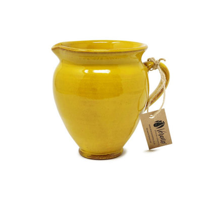 Selena Glazed Hand Dipped Kitchen Dining Small Belly Pourer Jug Yellow 0.5L