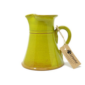 Selena Glazed Hand Dipped Kitchen Dining Small Flat Based Jug Lime Green 0.5L (H) 15cm