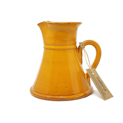 Selena Glazed Hand Dipped Kitchen Dining Small Flat Based Jug Orange 0.5L (H) 15cm