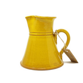 Selena Glazed Hand Dipped Kitchen Dining Small Flat Based Jug Yellow 0.5L (H) 15cm