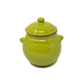 Selena Glazed Hand Dipped Kitchen Dining Storage Jar Lime Green (H) 15cm
