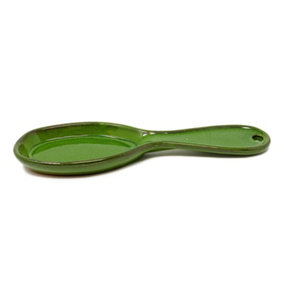 Selena Glazed Hand Dipped Kitchen Dining Utensil Spoon Rest Dark Green (L) 27cm