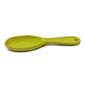 Selena Glazed Hand Dipped Kitchen Dining Utensil Spoon Rest Lime Green (L) 27cm