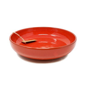 Selena Glazed Hand Dipped Solid Colour Kitchen Dining Large Bowl Red (Diam) 27cm