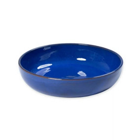 Selena Glazed Hand Dipped Solid Colour Kitchen Dining Medium Bowl Blue (Diam) 22cm