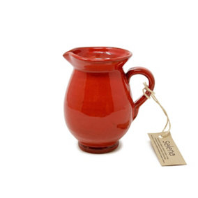 Selena Glazed Hand Dipped Solid Colour Kitchen Dining Mini Pourer Jug Red H) 12cm
