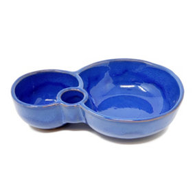Selena Glazed Hand Dipped Solid Colour Kitchen Dining Olive Dish Blue (L) 18cm