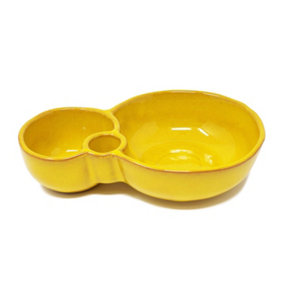 Selena Glazed Hand Dipped Solid Colour Kitchen Dining Olive Dish Yellow (L) 18cm