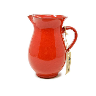 Selena Glazed Hand Dipped Solid Colour Kitchen Dining Pourer Jug Red 1L (H) 19cm