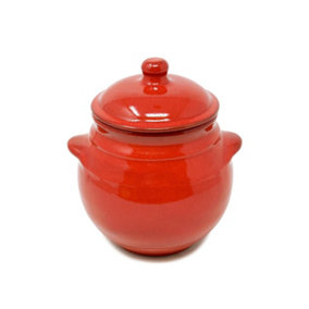 Selena Glazed Hand Dipped Solid Colour Kitchen Dining Storage Jar Red (H) 15cm