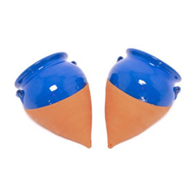 Selena Half Dipped Glaze Blue Set of 2 Teardrop Hanging Plant Pots (H) 18cm