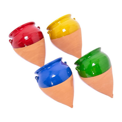 Selena Half Dipped Glaze Mixed Set of 4 Teardrop Hanging Plant Pots (H) 18cm